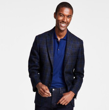 Michael Kors Men's Classic Fit Wool Blend Sport Coats Charcoal Navy 38R B4HP