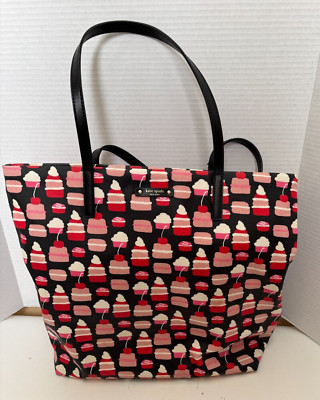 Kate Spade TAKE THE CAKE BON SHOPPER Large Tote Cupcake Bag Purse Macaron