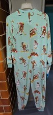 Nick Nora Large Sock Monkey One Piece Fleece Pajamas Ski Body Cuffed Feet L