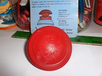 Polly Red Top Rubber Thermos-Stopper With Lip,Fits Spoon Size Thermos # 737-NEW