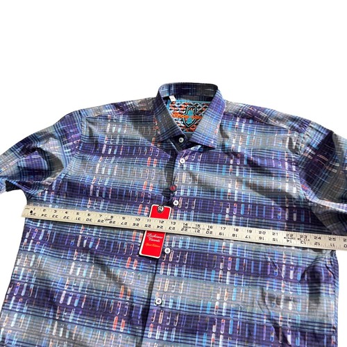 Luchiano Visconti Men's XXL Long Sleeve Button Down Cotton Blend Blue Multi NWT - 第 14/19 張圖片