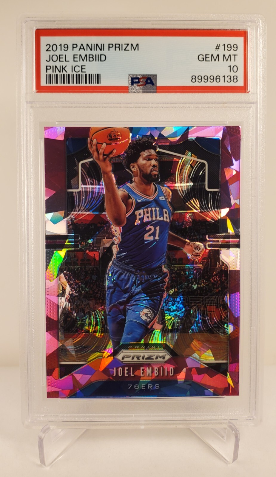 2019 PANINI PRIZM 199 JOEL EMBIID PINK ICE PSA 10