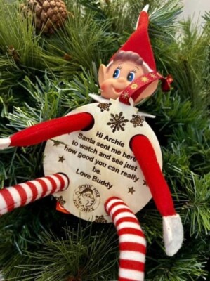 Personalised Elf On The Tree Decoration Christmas Tree Gift Children  Mischief UK