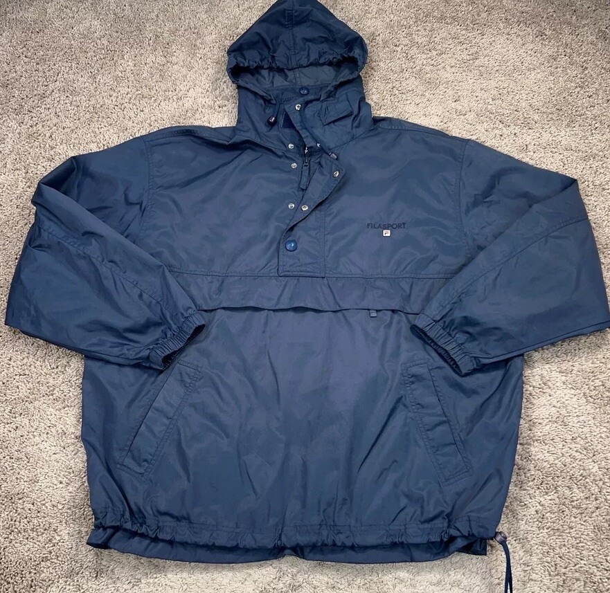 Giacca a vento Fila Sport uomo XL blu con cappuccio pullover giacca performance anorak