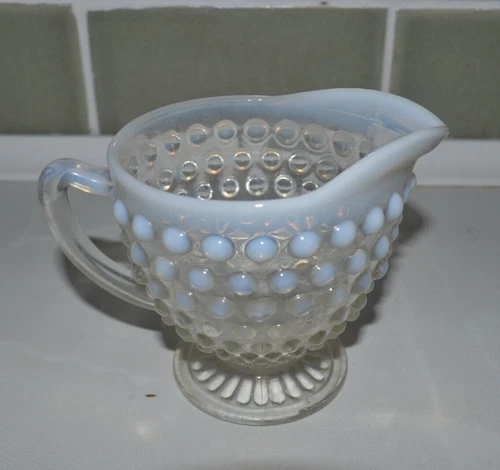 Vintage Anchor Hocking Hob Nail Moonstone Depression Glass Creamer