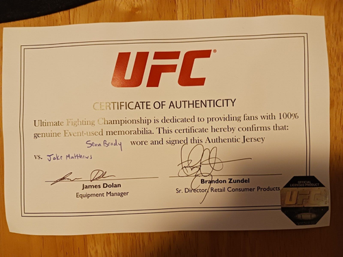 Sean Brady Event Worn Jersey signed AUTO (UFC 259 vs. Jake Matthews) 3/6/2021 - Picture 3 of 3