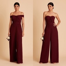 Birdy Grey Gigi Convertible Chiffon Cabernet Formal Bridesmaid Jumpsuit XS NWT