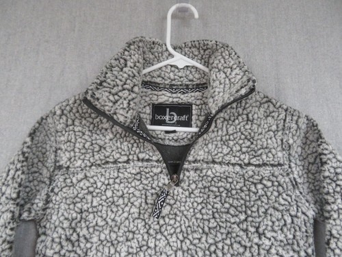 Boxercraft Youth Medium Sherpa Sweater Black/White Long Sleeve 1/4 Zip - Picture 2 of 9