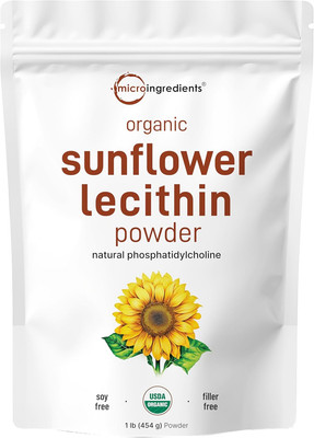 Organic Sunflower Lecithin Powder, 1 Pound, Sustainable Farmed, Cold Pressed, Ri