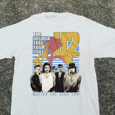 U2 Joshua Tree 1987 Tour White Vintage Unisex T-Shirt Tee size S