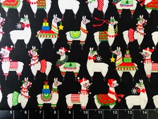 Tina Scrap 9"x21" Christmas String of light Llama Lama Cotton Fabric