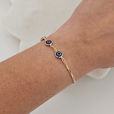 Evil Eye Bracelet, Protection Bracelet, Ajustable Evil Eye Bracelet, Paperclip