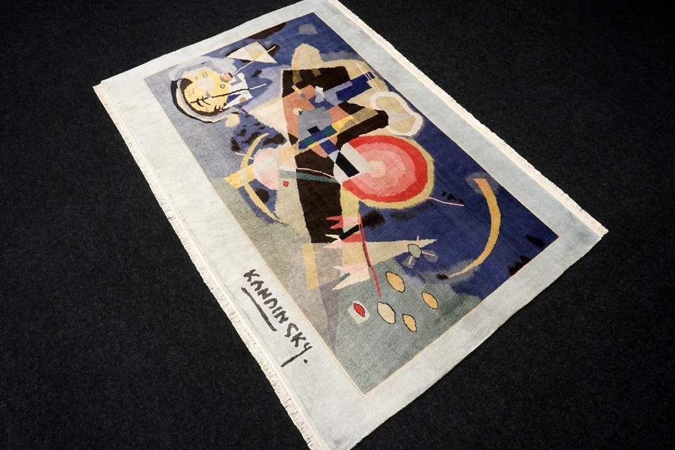 Seidenteppich Kandinsky 182 x 123 cm China Wand Bild Orient Teppich Handgeknüpft - Bild 3 von 4