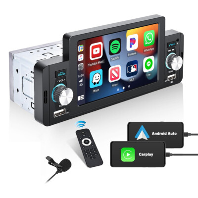 1 Din 5'' Autoradio Apple CarPlay Andriod Auto Touchscreen Bluetooth MP5 Player