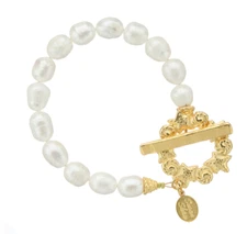 Susan Shaw La Mer Sea Life Collection Toggle Bracelet in PEARL / 24kt TGP NWT!
