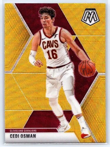 2019-20 Panini Mosaic #177 Cedi Osman Gold Wave Prizm Cleveland Cavaliers