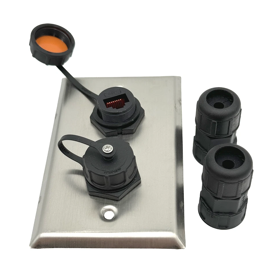 Outdoor Weatherproof Ethernet Wall Plate Bulkhead Connector Jack IP67 RJ45 CAT6 - Image 4 of 4