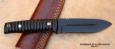 DLK HANDMADE 1095 STEEL HUNTING CAMPING BUSHCRAFT KNIFE POWDER COATED BLADE OS