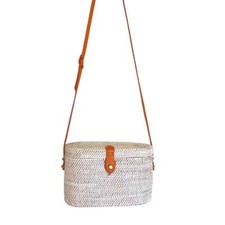 Poppy Sage Women Luna Lather Crossbody Bag In White 