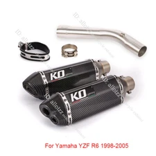 For Yamaha YZF R6 1998-05 Exhaust Mid Connection Pipe 51mm Muffler Tips Slip On