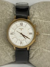 Fossil FTW5018 Women's Black Leather Analog White Dial Hybrid Smartwatch XX691