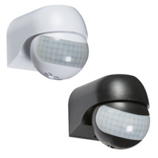 LED COMPATIBLE PIR DETECTORS PASSIVE INFRA RED SENSOR 180° IP44 BLACK OR WHITE 