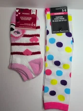 NEW Knee Hi Polka Dots Socks &Fuzzy Hearts Low Cut Socks Womens Size 5-9