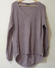 ANA Women's XL Tunic Brown w/Metallic Sweater Pullover V-Neck Hi-Low #p51-68