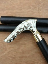 Brass Designer Head Handle Antique Black Wooden Walking Stick Shaft Cane Gift