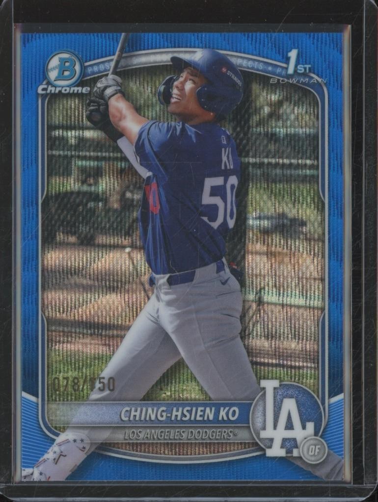 2025 Bowman Chrome CHING-HSIEN KO 1st Prospect Blue Wave Refractor /150 JA783