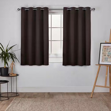 Sateen Espresso Solid Woven Room Darkening Grommet Top Curtain, 52 In. W X 63 In