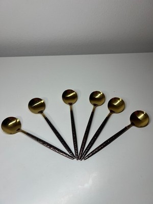Gold Edelstahl Kaffeelöffel 6er Set Teelöffel mit langem Griff 14 cm