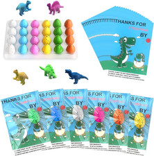 24 Pack Dinosaur Party Mini Dinosaur Toys Contain 24 Favors Dino Eggs and Hatchi