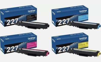 Brother TN-227 Toner Set Black Cyan Magenta Yellow Genuine OEM High Yield 4-Pack