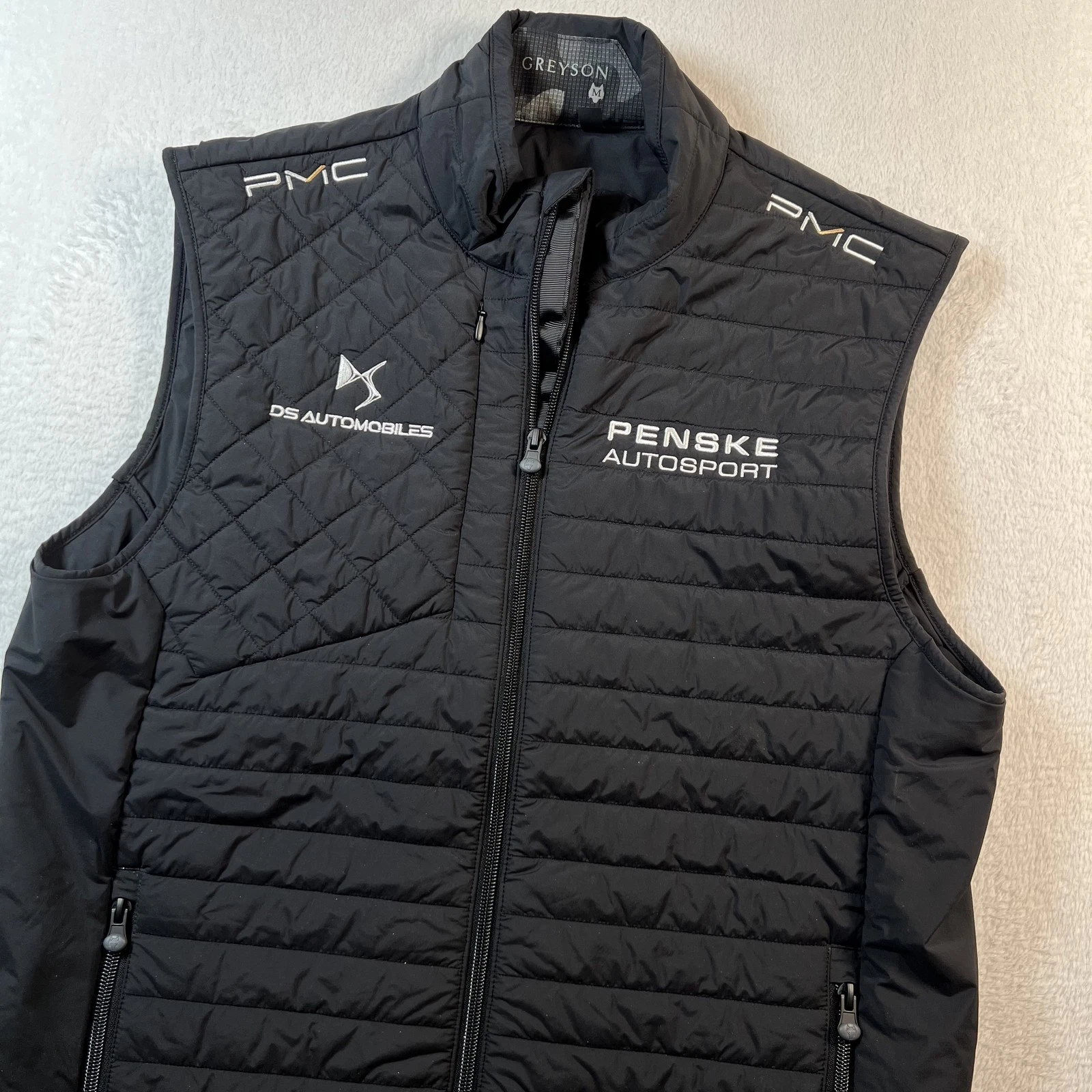 Greyson Vest Mens Medium Black Quilted Full Zip Penske Autosport Formula E image 1