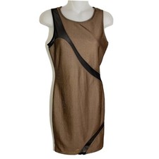 Forever 21 Mini Dress Womens Small Bronze Sleeveless Body Con Black Mesh Zipper