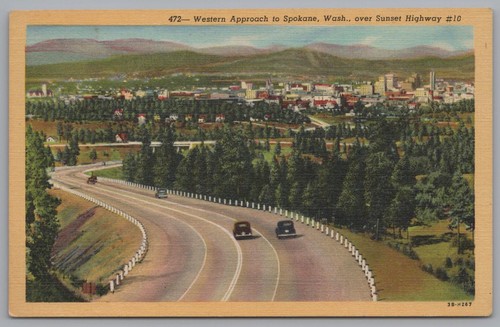 Colorido lino Western Approach Spokane Washington Sunset Highway View - Imagen 2 de 3