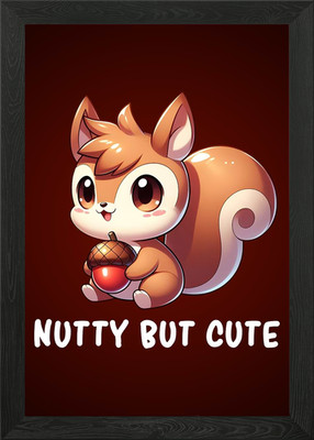 Nutty But Cute Kawaii Squirrel Framed Wall Art Poster Canvas Print Picture
