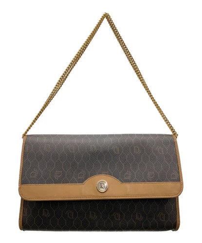 Sac bandoulière Christian Dior chaîne cuir marron