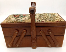 Vintage Wood Sewing Box Expandable Accordion ...