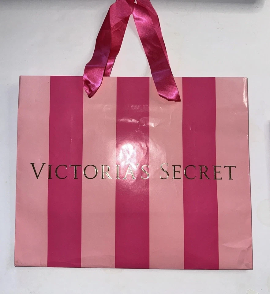 Pacote de 4VICTORIAS SECRET Sacolas de Loja Rosa/Pretas Sacolas de Presente de Compras Algum Tecido - Imagem 2 de 4