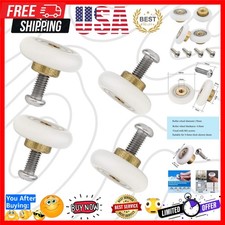 Set of 4 Dia 19mm Stainless Steel Shower Door Wheels Rollers Runners, White, ...