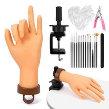 Practice Hand for Acrylic Nails, Bendable Soft Nail Practice Hand, Nude