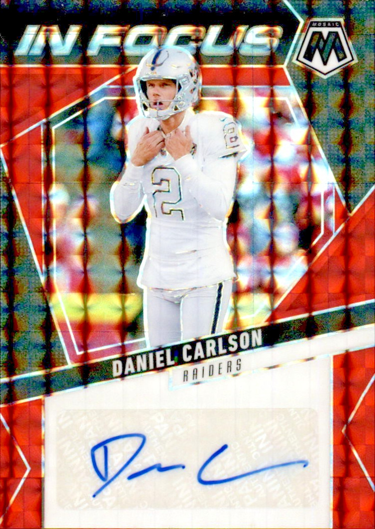2025 Panini Mosaic Autographs Mosaic Red Daniel Carlson #AMC-DCN (AU)