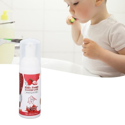Kids Foam Toothpaste 60ml Strawberry Flavor Rich Calcium Teeth Whitening Fre SET
