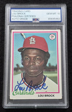 1978 LOU BROCK Signed Topps Baseball Card-HOF-ST. LOUIS CARDINALS-PSA 10 Auto