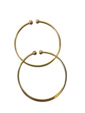 Vintage Hoop Earrings Clip Pull On Gold Thin Pierced Look Large 1.5  Diameter