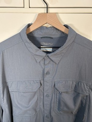 Columbia PFG Men s 2XL Blue Long Sleeve Solid Button-Up Shirt