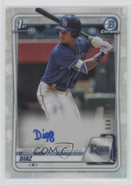 2020 Bowman Chrome Prospects Auto Refractor 172/499 Jhon Diaz #CPA-JDI Auto