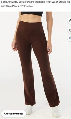 Sofia Active Women s High Waist Studio Fit and Flare Pants Size XXL (20) Brown